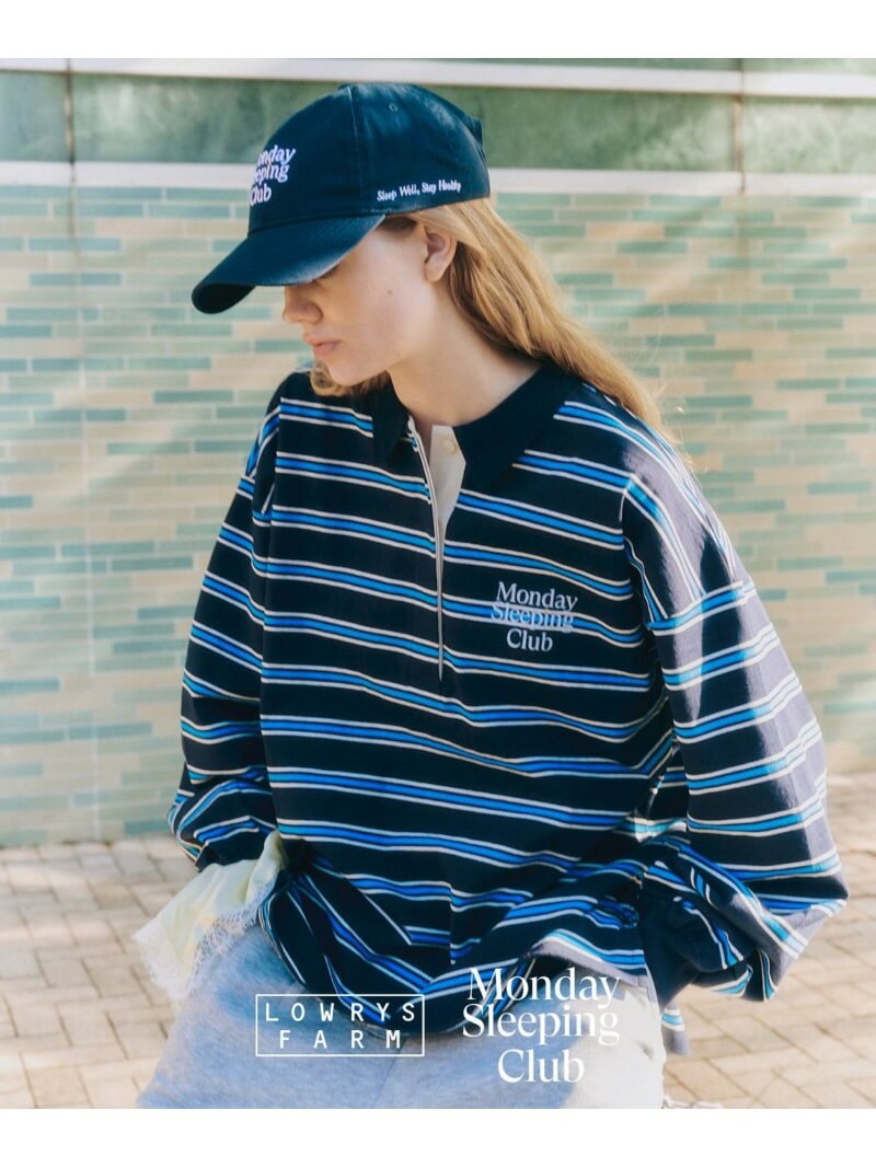 Monday Sleeping Club_マルチボーダーポロ LOWRYS FARM ローリーズファーム トップス ポロシャツ ネイビー ブラウン ブルー【送料無料】[Rakuten Fashion]