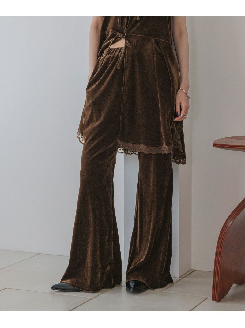 カットベロアフレアパンツ LOWRYS FARM ローリーズファーム パンツ その他のパンツ ベージュ ブラック ブラウン【先行予約】*【送料無料】[Rakuten Fashion]のサムネイル