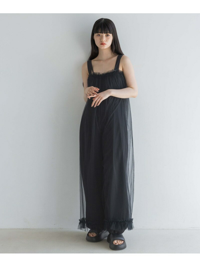 【SALE／30%OFF】【yuw】チュールオールインワン yuw ローリーズファーム オールインワン・オーバーオール オールインワン・つなぎ ブラック ブルー【RBA_E】【送料無料】[Rakuten Fashion]