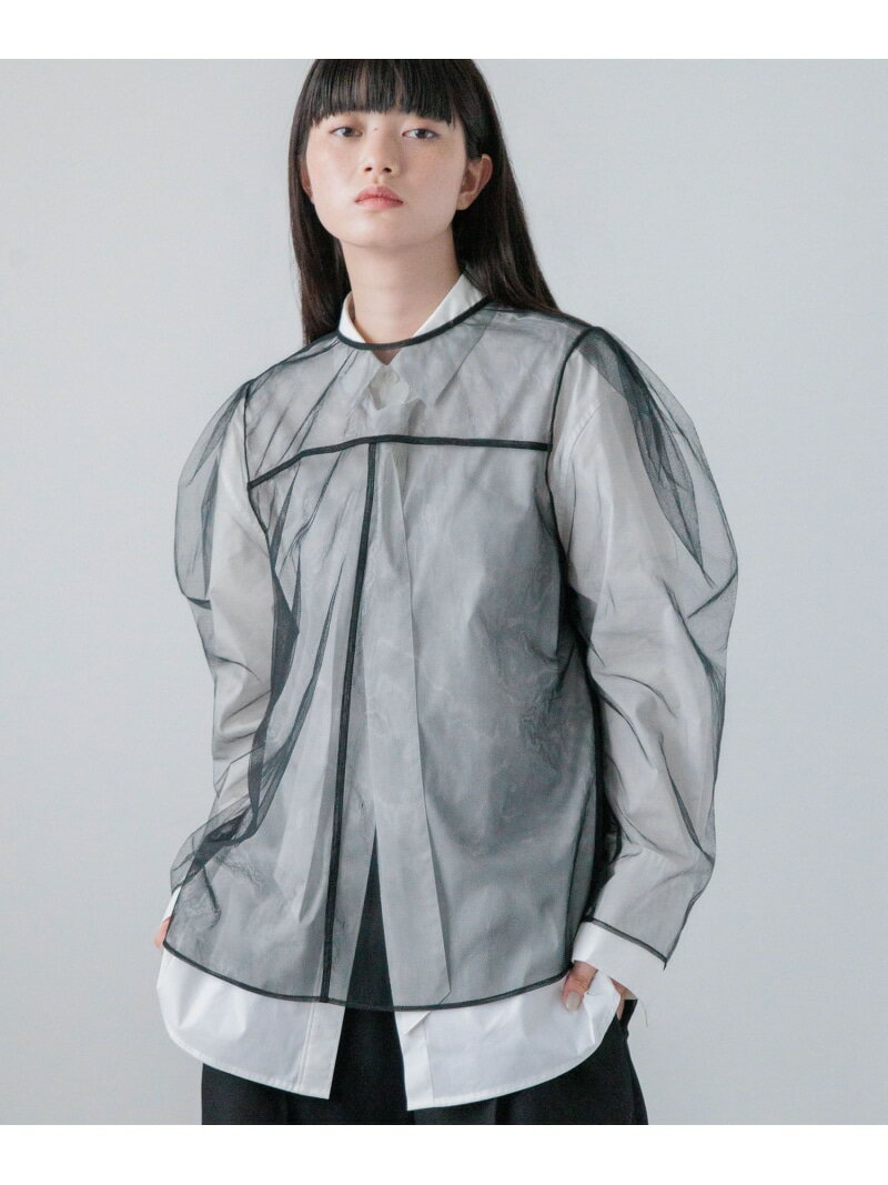 【SALE／30%OFF】【yuw】チュールパフスリーブブラウス yuw ローリーズファーム トップス シャツ・ブラウス ホワイト ブラック【RBA_E】【送料無料】[Rakuten Fashion]