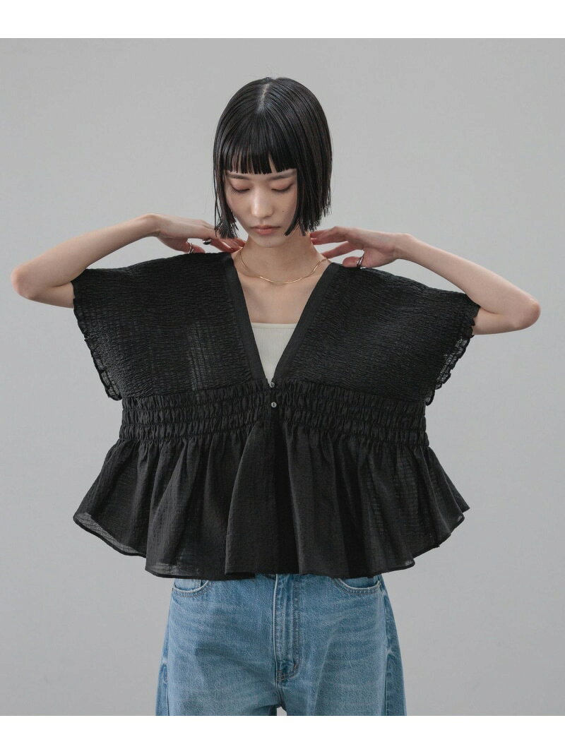 【SALE／30%OFF】ヨウリュウシャーリングショートフレンチスリーブ LOWRYS FARM ローリーズファーム トップス シャツ・ブラウス ホワイト ブラック ブルー ベージュ【RBA_E】【先行予約】*[Rakuten Fashion] lowrysfarm-10017135 LOWRYS FARM/ローリーズファーム サンプル画像3