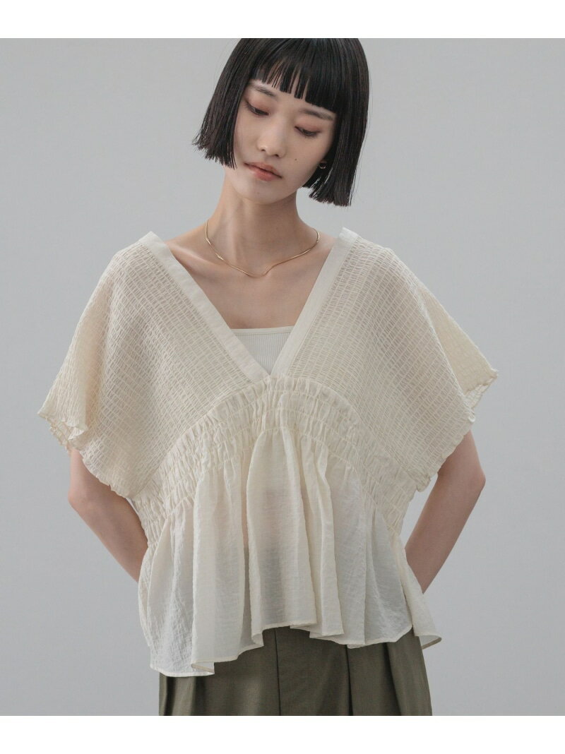【SALE／30%OFF】ヨウリュウシャーリングショートフレンチスリーブ LOWRYS FARM ローリーズファーム トップス シャツ・ブラウス ホワイト ブラック ブルー ベージュ【RBA_E】【先行予約】*[Rakuten Fashion] lowrysfarm-10017135 LOWRYS FARM/ローリーズファーム サンプル画像2