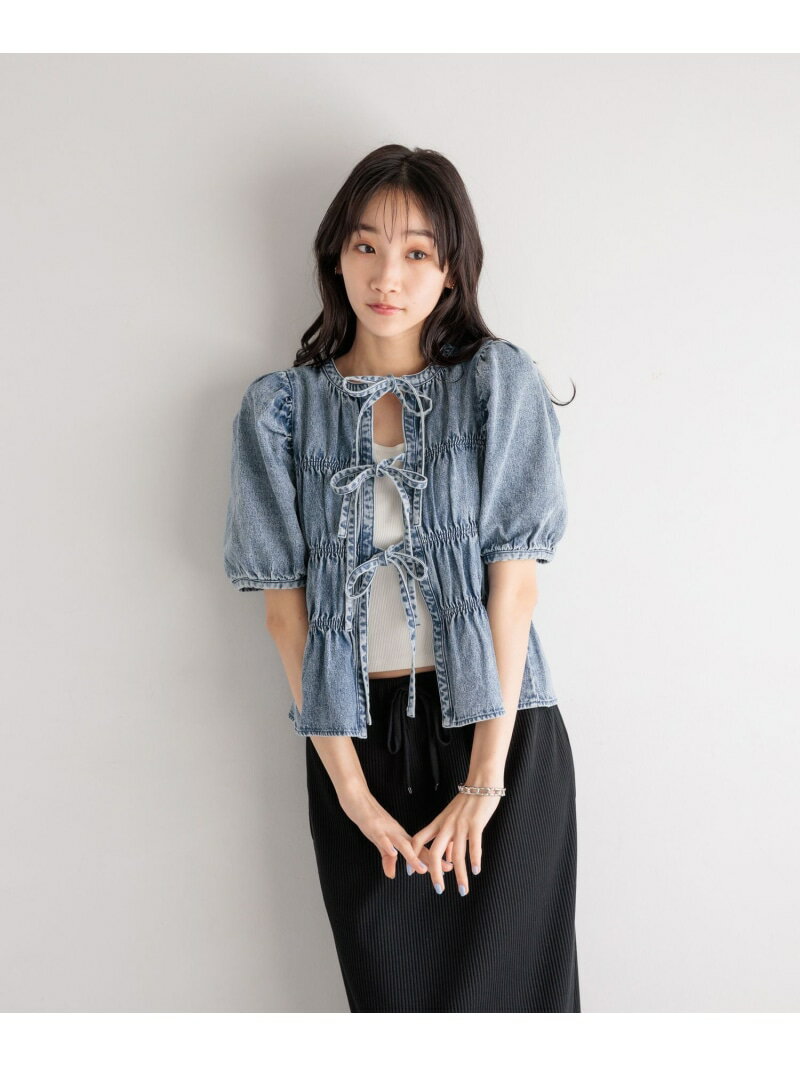 【前後着用可能】デニムシャーリングブラウス6S LOWRYS FARM ローリーズファーム トップス シャツ・ブラウス ブルー ブラック【送料無料】[Rakuten Fashion]