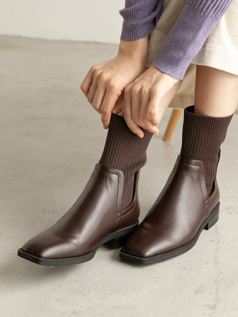 【SALE／60%OFF】ニットキリカエブーツ LOWRYS FARM ローリーズファーム シューズ・靴 ブーツ ブラウン ブラック【RBA_E】[Rakuten Fashion]のサムネイル