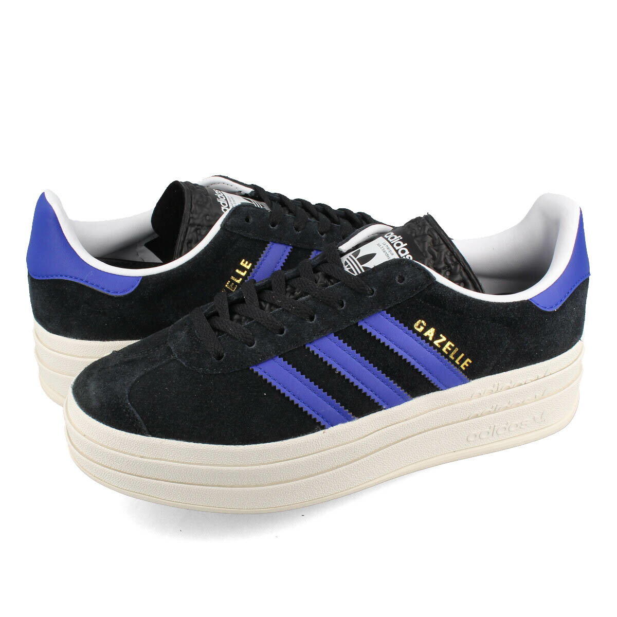 15時迄のご注文で即日発送可 adidas GAZELLE BOLD W アディダス ガゼル ガッツレー ボールド ウィメンズ レディース ローカット CORE BLACK/LUCID BLUE/GOLD METALLIC ブラック hq4408