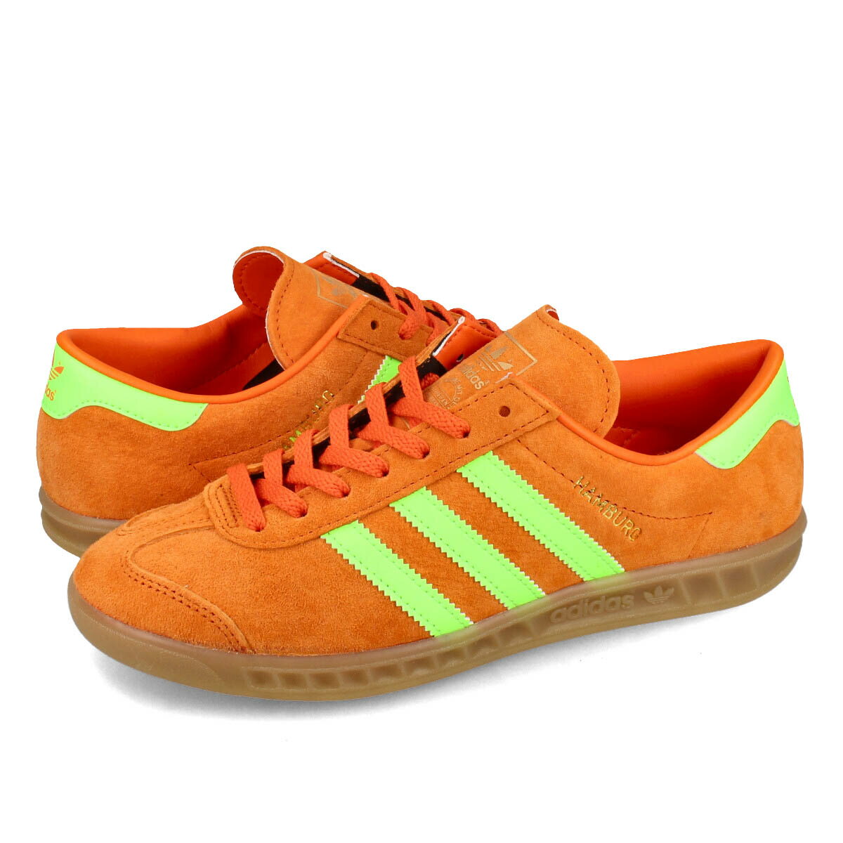 15時迄のご注文で即日発送可 adidas HAMBURG アディダス ハンブルク メンズ レディース スニーカー ローカット ORANGE/SOLAR GREEN/GUM オレンジ IH5460