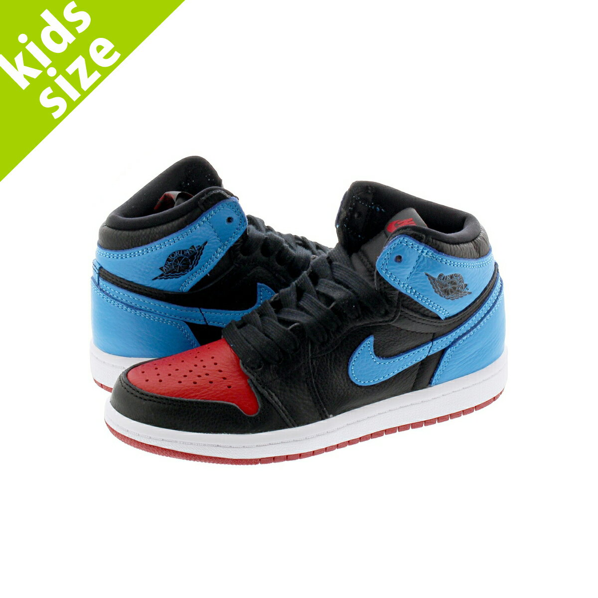 【キッズサイズ】【16.0〜22.0cm】 NIKE AIR JORDAN 1 HIGH OG PS 【UNC TO CHICAGO】 ナイキ エア ジョーダン 1 ハイ OG PS BLACK/DK POWDER BLUE/GYM RED cu0449-046