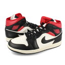 15̂ő NIKE WMNS AIR JORDAN 1 MID iCL EBY GA W[_ 1 ~bh Y Xj[J[ ~hJbg BLACK/GYM RED/WHITE ubN bh ZC BQ6472-061