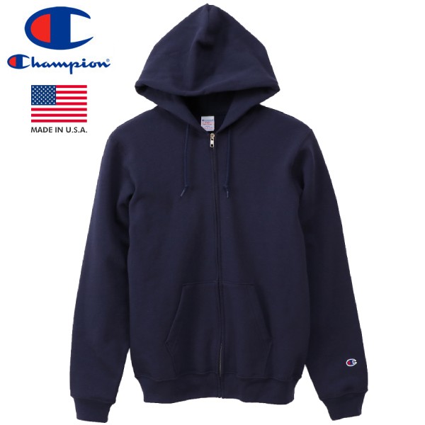  15時迄のご注文で即日発送可 CHAMPION FZ HOODED SWEATSHIRT  チャンピオン フルジップスウェットパーカー 9oz NAVY c5-q101-370