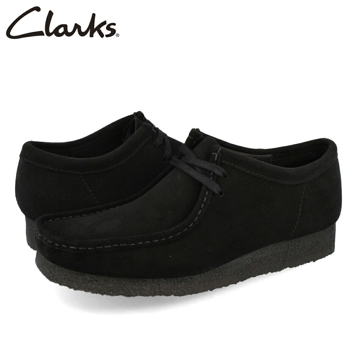 【プライスダウン】 15時迄のご注文で即日発送可 CLARKS WALLABEE クラークス ワラビー メンズ カジュアル シューズ モカシン BLACK SUEDE ブラック スエード 26155519