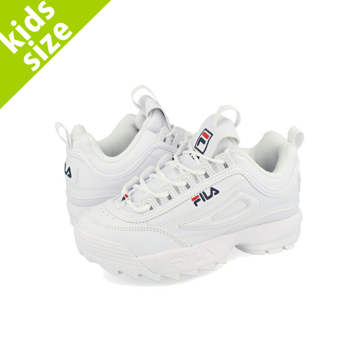 【キッズサイズ】【18.0〜21.0cm】 FILA DISRUPTOR II PS フィラ ディスラプター 2 PS WHITE/FILA NAVY/FILA RED f0548-0111