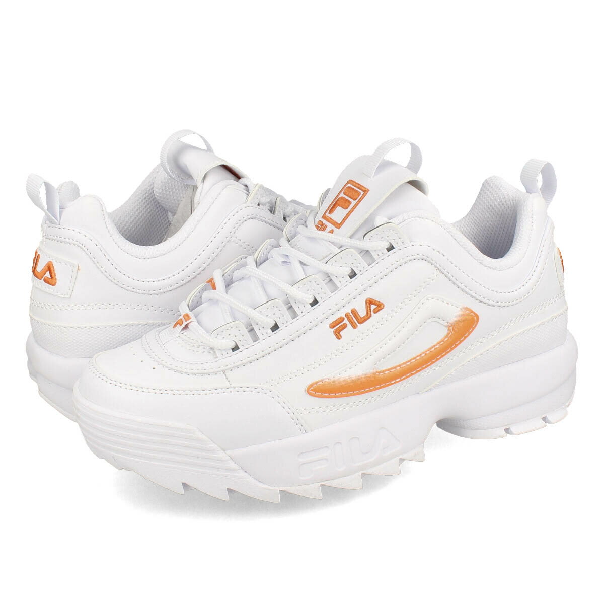 【プライスダウン】 FILA DISRUPTOR II PREMIUM フィラ ディスラプター 2 プレミアム レディース スニーカー ローカット WHITE/TANGERINE/WHITE ホワイト USS24063-135