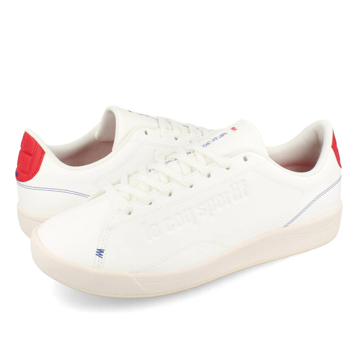 15時迄のご注文で即日発送可 le coq sportif LCS EMBLEME ルコック スポルティフ LCS エンブレム メンズ スニーカー ローカット WHITE/RED ホワイト QL1XJC00WR