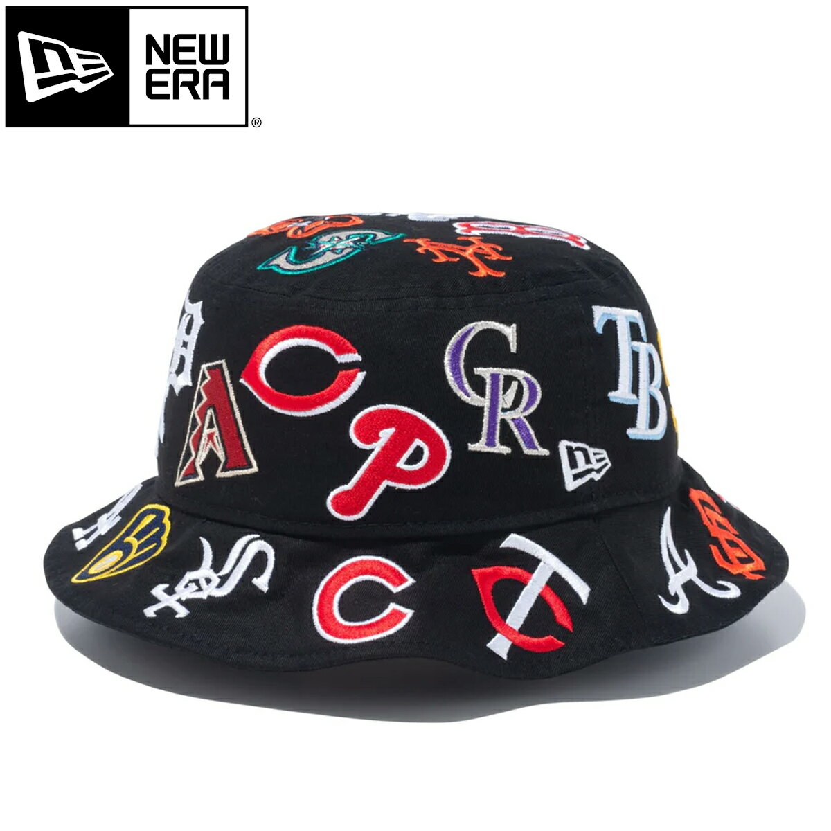 NEW ERA BUCKET01 TEAM LOGO ALL OVER MLB ニューエラ バケット01 チームロゴ オールオーバー MLB メンズ レディース ハット 帽子 BLACK ブラック 14109615【追跡可能メール便・日時指定不可】