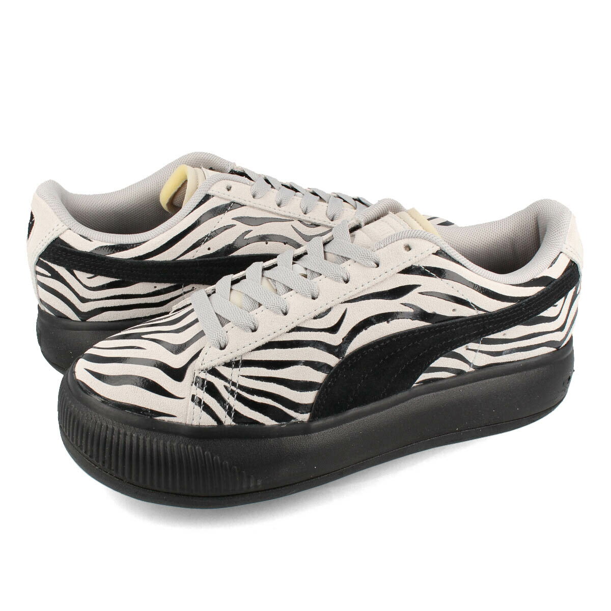 【プライスダウン】 15時迄のご注文で即日発送可 PUMA SUEDE MAYU ANIMAL WMNS プーマ スウェード マユ アニマル ウィメンズ レディース ローカット 厚底 FEATHER GRAY/BLACK ブラック 391080-02