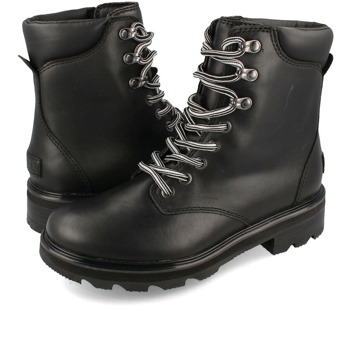  15時迄のご注文で即日発送可 SOREL LENNOX LACE STKD WP ソレル レノックスレース スタックド ウォータープルーフ レディース ブーツ ハイカット 防水 BLACK/SEA SALT ブラック 黒 nl4843-010