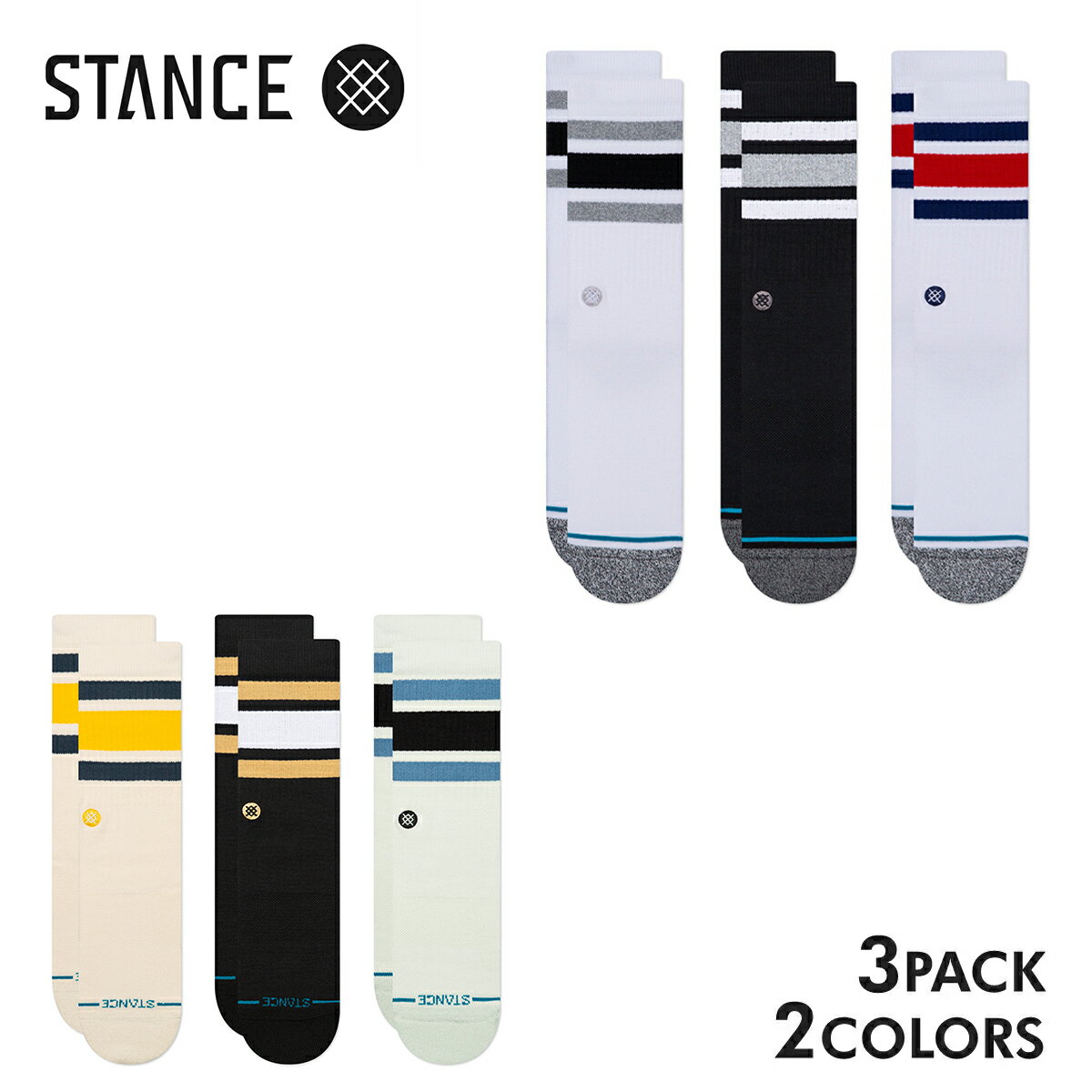 楽天LOWTEX ビッグ・スモール店15時までのご注文で即日発送 STANCE SOCKS THE BOYD 3 PACK 【3足セット】 スタンス ソックス ザ ボイド 3パック メンズ レディース 靴下 A556A21TB3