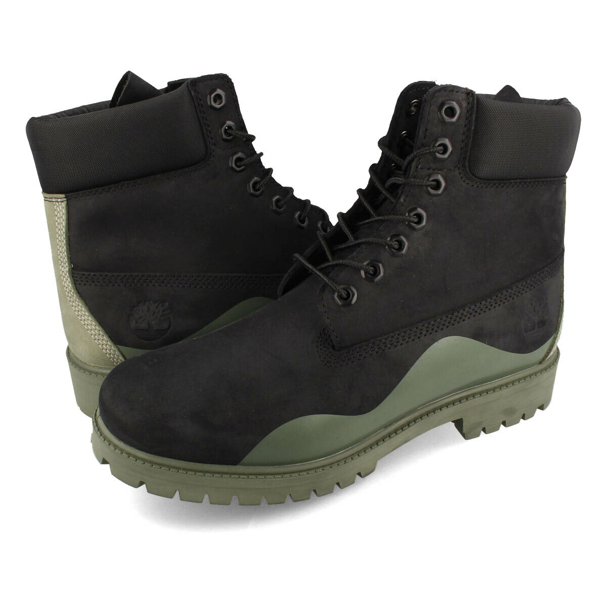  15時迄のご注文で即日発送可 TIMBERLAND 6inch PREMIUM RUBBER CUP WP BOOT ティンバーランド 6インチ プレミアム ラバーカップ ウォータープルーフ ブーツ メンズ 防水 BLACK NUBUCK/GREEN ブラック グリーン 黒 緑 A5UYW