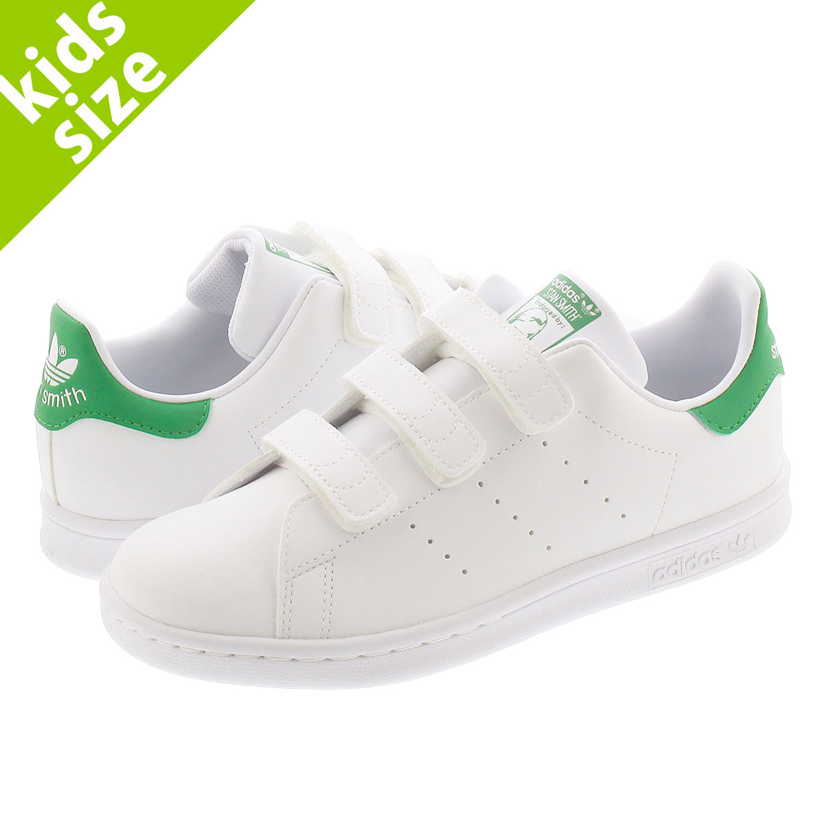 【毎日がお得！値下げプライス】【キッズサイズ】【17.0〜21.5cm】adidas STAN SMITH CF C アディダス スタンスミス CF C FTWR WHITE/FTWR WHITE/GREEN fx7534