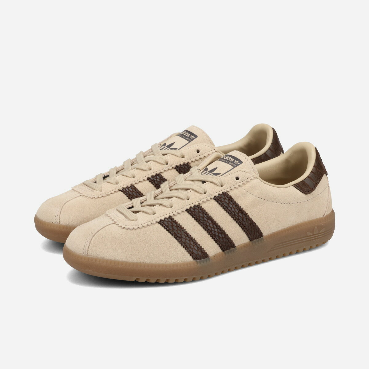 乐天商城 - adidas BERMUDA アディダス バミューダ メンズ レディース スニーカー ローカット STONE KHAKI/AURORA COFFEE/GUM ベージュ IH4183