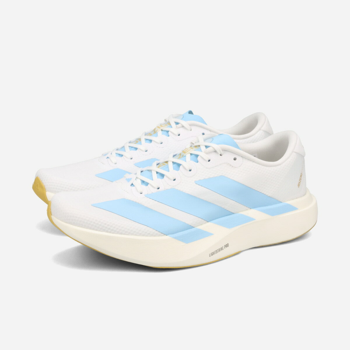 乐天商城 - adidas ADIZERO EVO SL WOVEN M アディダス アディゼロ エヴォ SL ウーブン メンズ スニーカー ローカット FTWR WHITE/CLEAR BLUE/MATTE GOLD ホワイト JQ4527