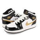 NIKE AIR JORDAN 1 MID BG BLACK/METALLIC GOLD/WHITE bq6931-007