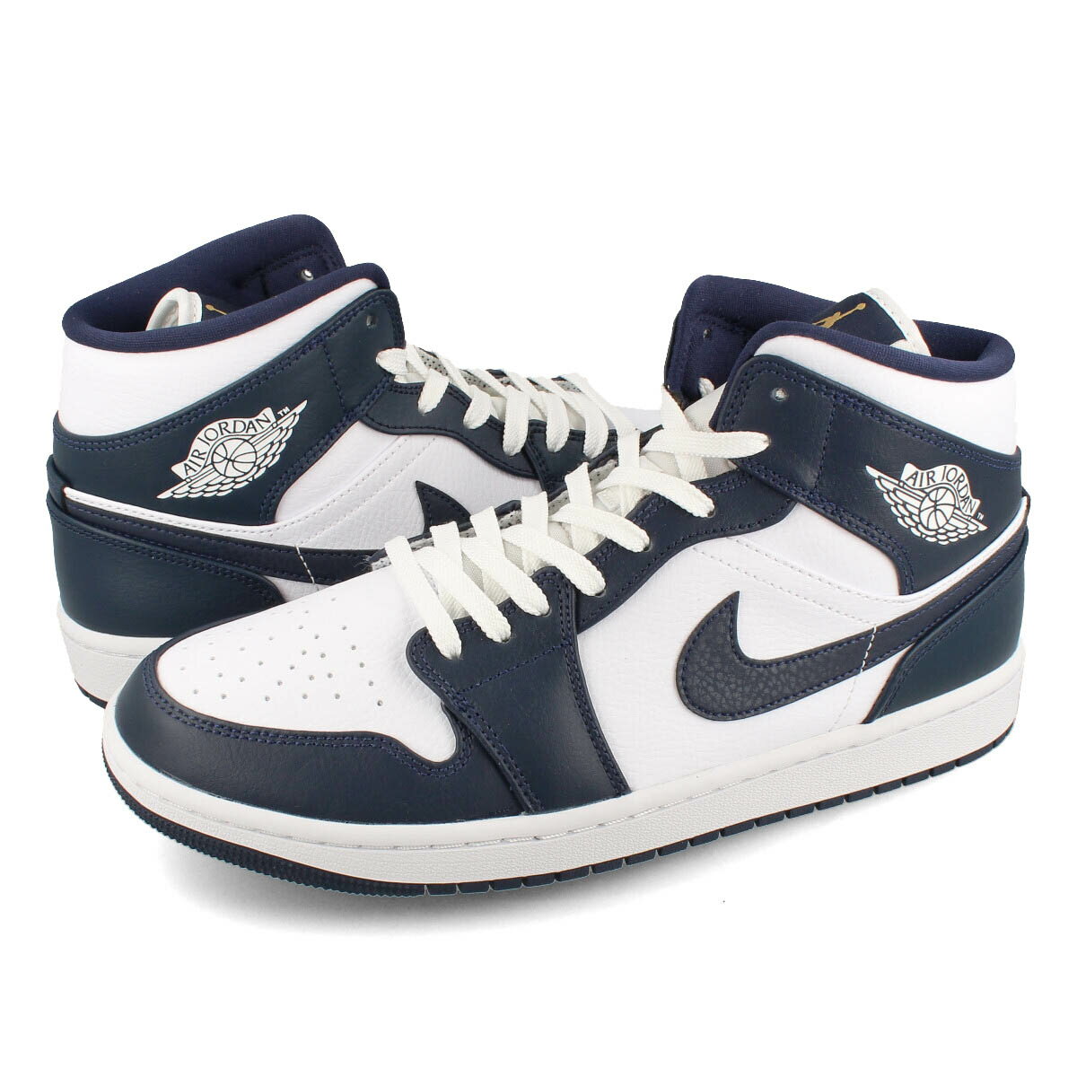 15時迄のご注文で即日発送可 NIKE AIR JORDAN 1 MID ナイキ エア ジョーダン 1 ミッド WHITE/METALLIC GOLD/OBSIDIAN 554724-174