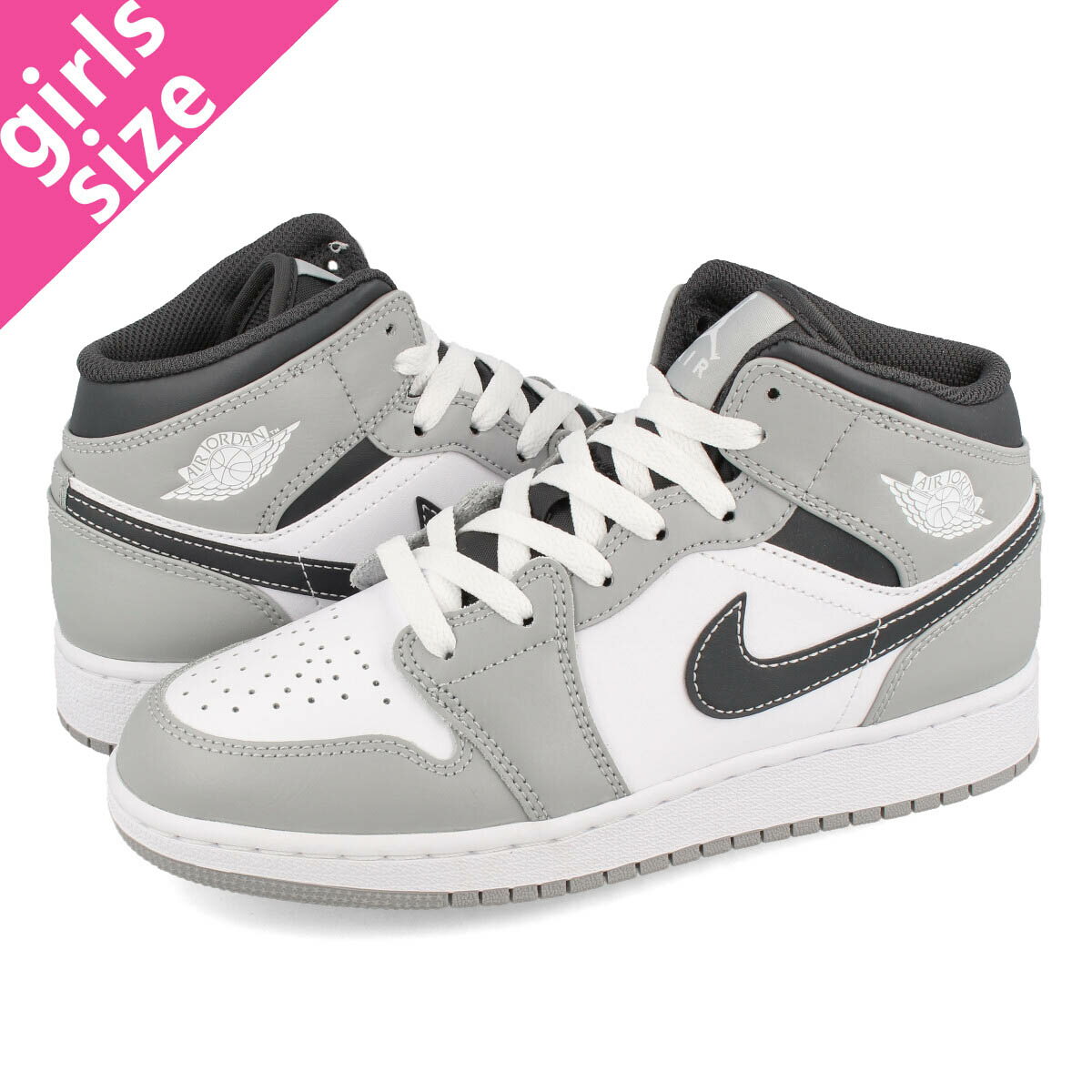 NIKE AIR JORDAN 1 MID GS ナイキ エア ジョーダン 1 ミッド GS LIGHT SMOKE GREY/WHITE/ANTHRACITE 554725-078