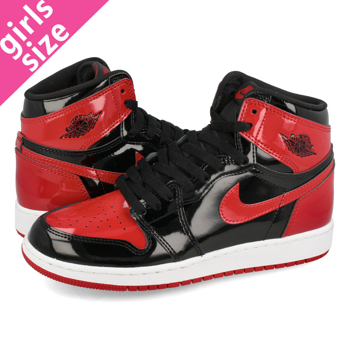 15時迄のご注文で即日発送可 NIKE AIR JORDAN 1 RETRO HIGH OG GS 【BRED PATENT】 ナイキ エア ジョーダン 1 レトロ ハイ OG GS BLACK/WHITE/VARSITY RED 575441-063