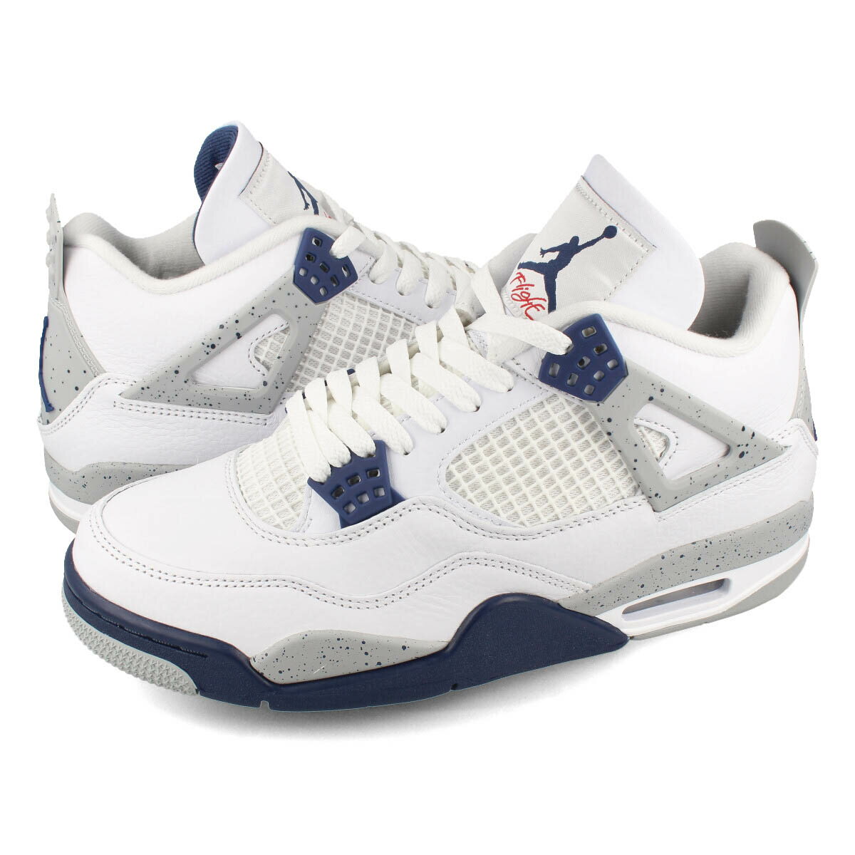 15時迄のご注文で即日発送可 NIKE AIR JORDAN 4 RETRO ナイキ エア ジョーダン 4 レトロ メンズ スニーカー ローカット WHITE/MIDNIGHT NAVY/LIGHT SMOKE GREY/FIRE RED ホワイト ネイビー DH6927-140