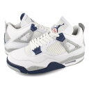 15時迄のご注文で即日発送可 NIKE AIR JORDAN 4 RETRO ナイキ エア ジョーダン 4 レトロ メンズ スニーカー ローカット WHITE/MIDNIGHT NAVY/LIGHT SMOKE GREY/FIRE RED ホワイト ネイビー DH6927-140