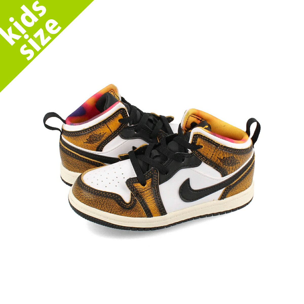 15時迄のご注文で即日発送可 NIKE AIR JORDAN 1 MID SE TD ナイキ エア ジョーダン 1 ミッド SE TD ベビー 子ども BLACK/TAXI/WHITE/SAIL ブラック イエロー ホワイト dq8420-071