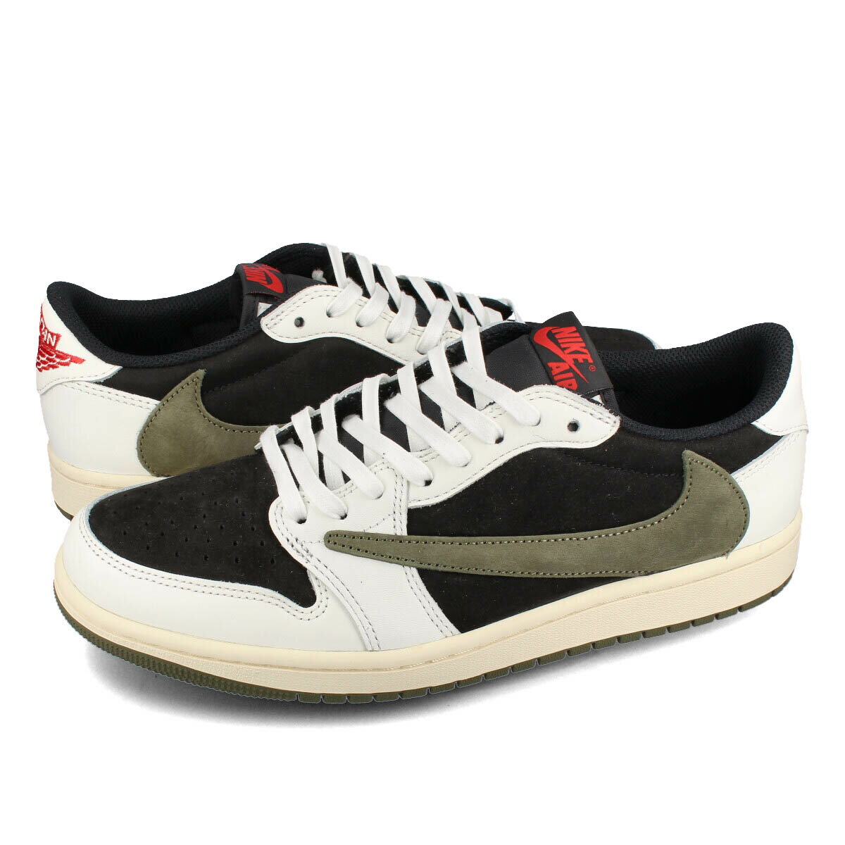 15時迄のご注文で即日発送可 NIKE WMNS AIR JORDAN 1 LOW OG SP  ナイキ ウィメンズ エア ジョーダン 1 ロー OG SP トラヴィス スコット メンズ ローカット SAIL/UNIVERSITY RED/BLACK/MEDIUM OLIVE カーキグリーン dz4137-106