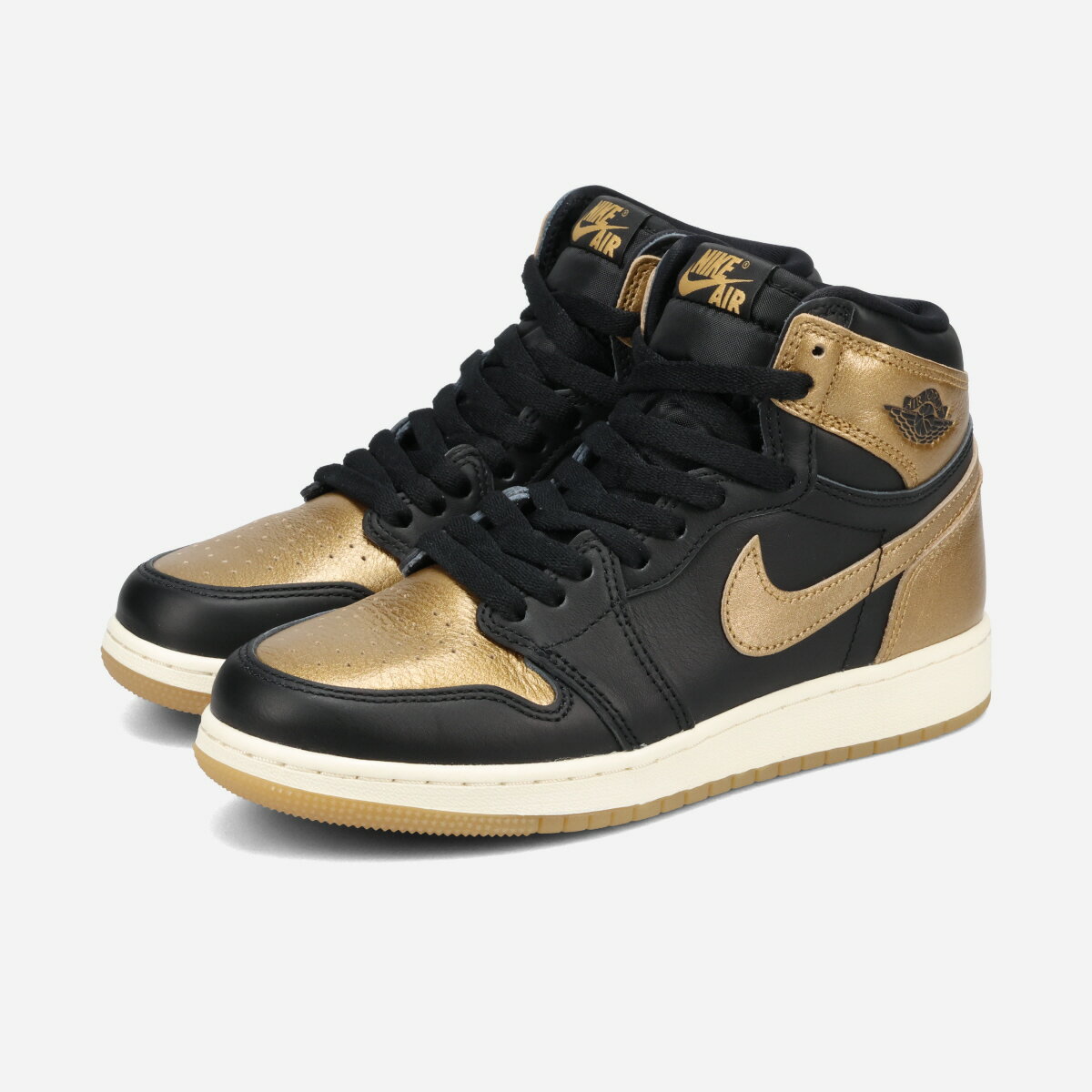 NIKE AIR JORDAN 1 HIGH OG GS ナイキ エア ジョーダン 1 ハイ OG GS レディース スニーカー ハイカット BLACK/METALLIC GOLD/SAIL ゴールド FD1437-071