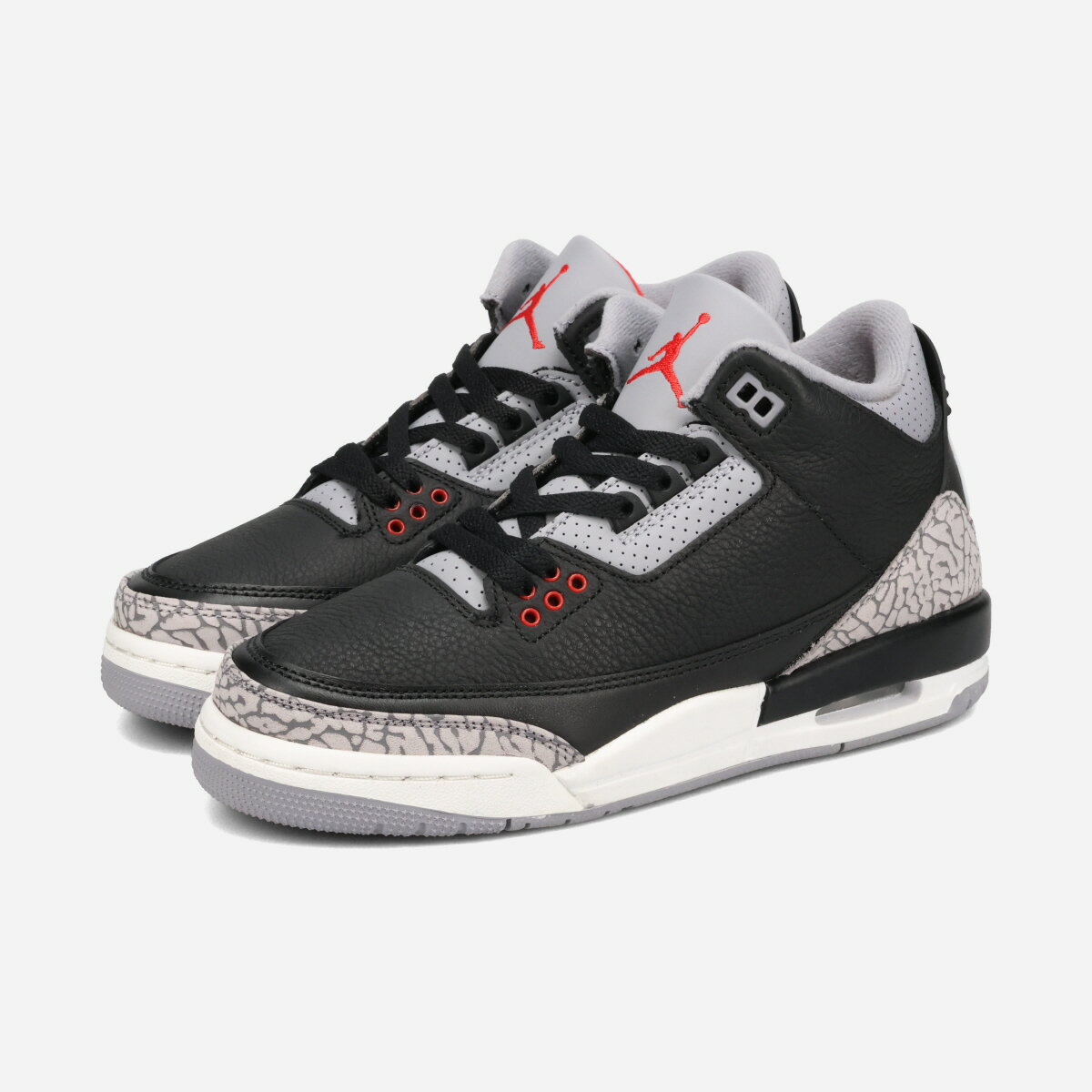 Rakuten - NIKE AIR JORDAN 3 RETRO GS -BLACK CEMENT- ナイキ エア ジョーダン 3 GS レトロ -ブラック セメント- レディース スニーカー ミッドカット BLACK/FIRE RED/CEMENT GREY/SUMMIT WHITE ブラック DM0967-010