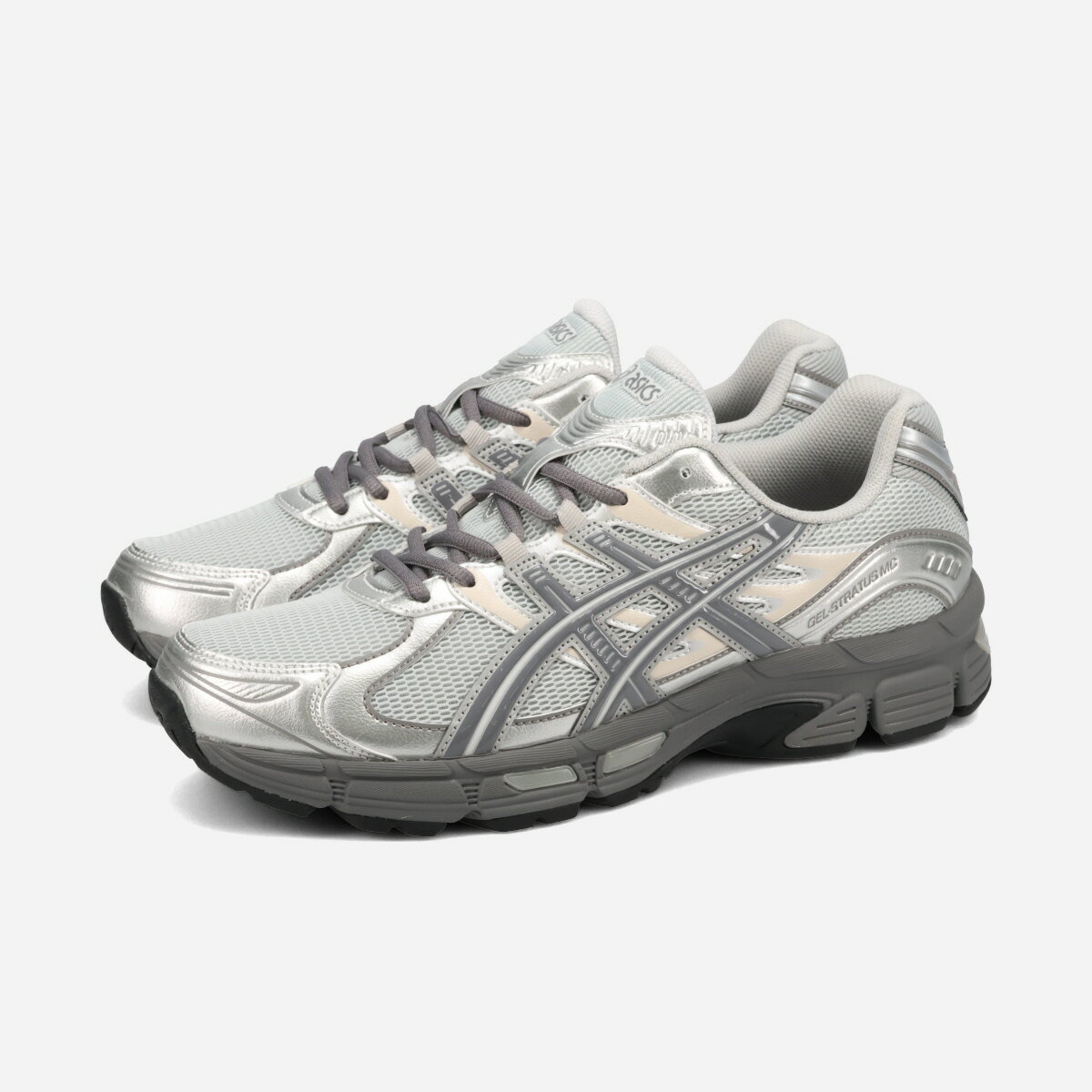 乐天商城 - 【6月19日(金)発売】 ASICS SPORTSTYLE GEL-STRATUS MC アシックス スポーツスタイル ゲル ストラタス MC メンズ レディース スニーカー ローカット CONCRETE/CARBON グレー 1203B219-020