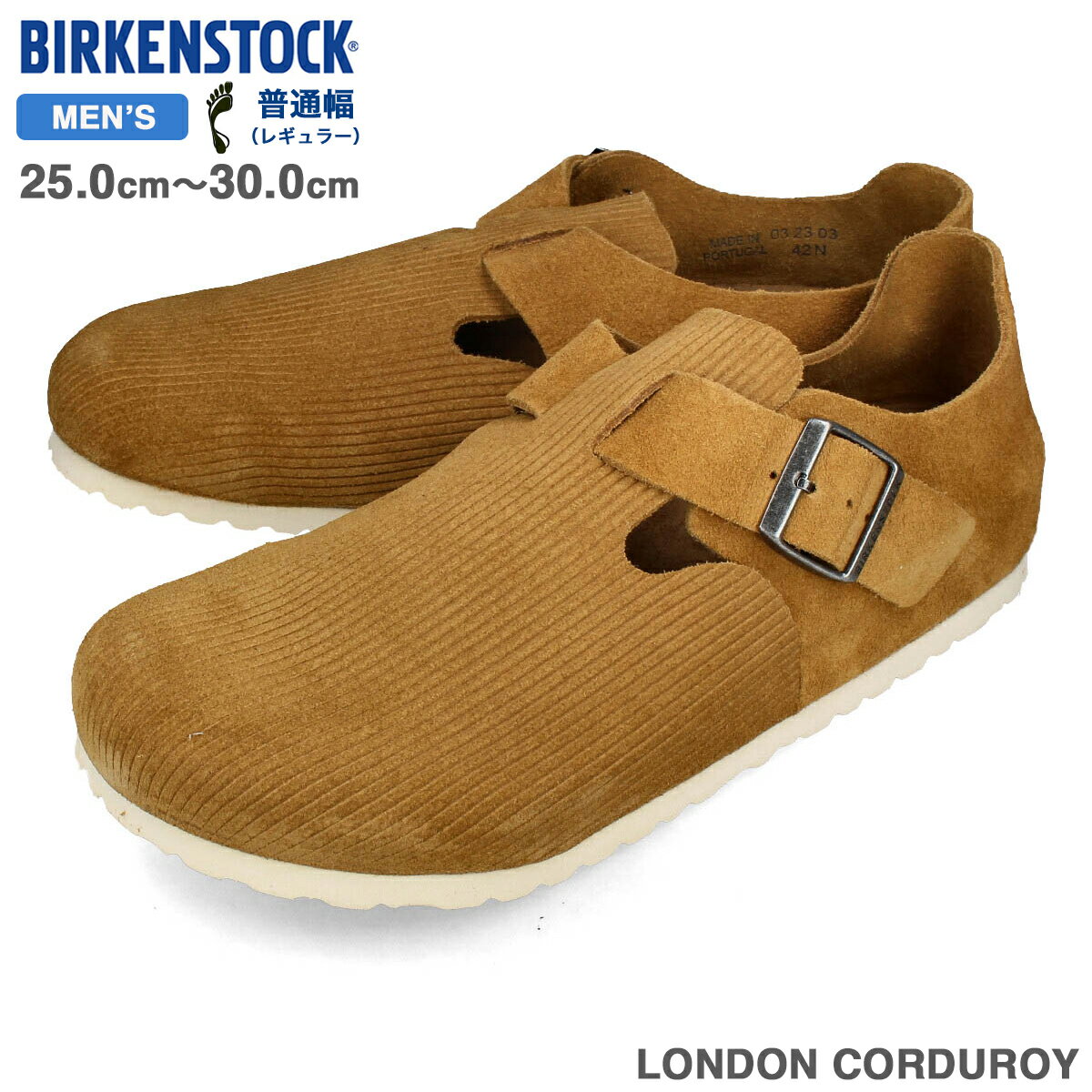  15時迄のご注文で即日発送可 BIRKENSTOCK LONDON CORDUROY  ビルケンシュトック ロンドン コーデュロイ スエード レザー レギュラーフィット 普通幅 メンズ サンダル CORK BROWN ブラウン bks-1025603