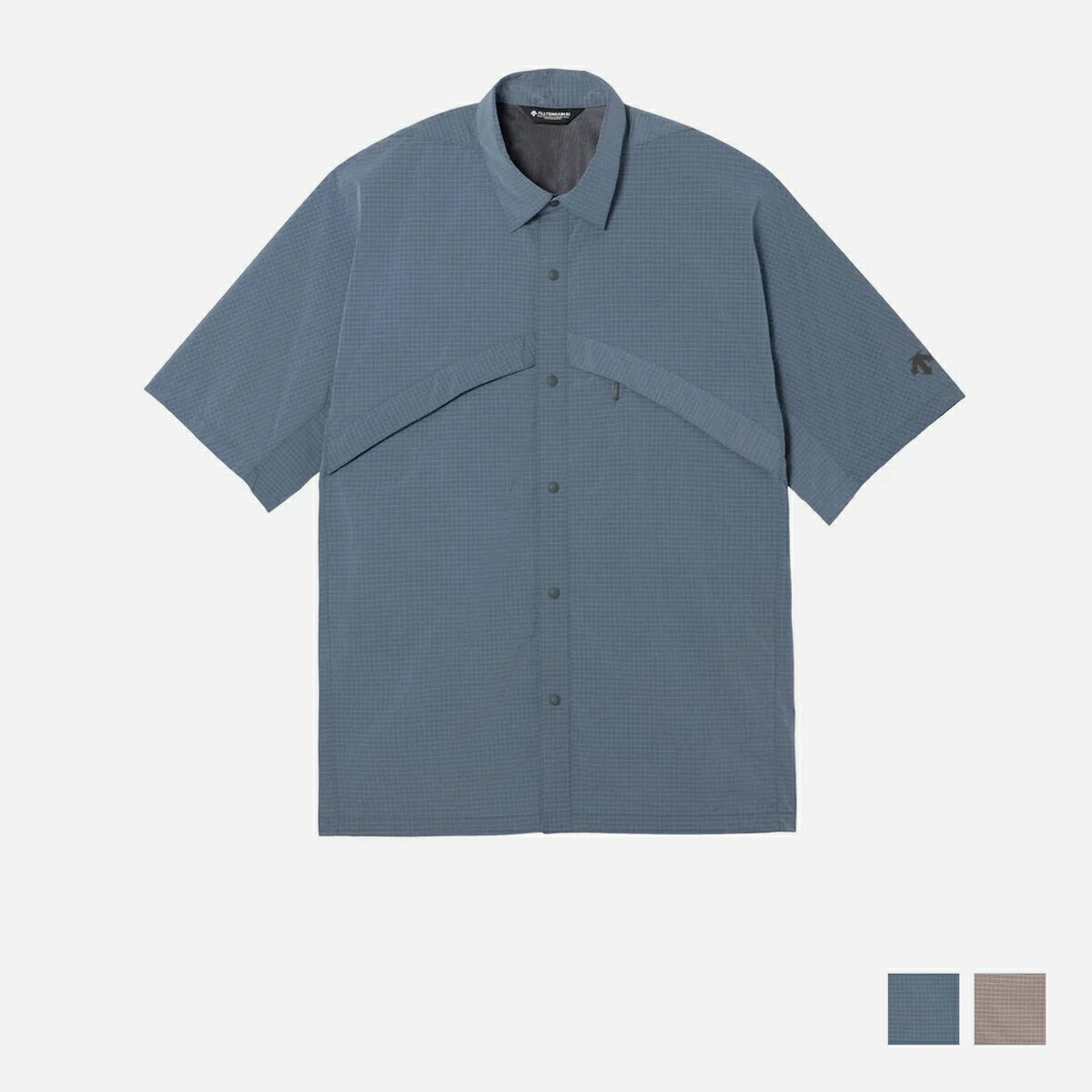 DESCENTE ALLTERRAIN 81 GREYISH RIPSTOP H/S SHIRT デサント オルテライン 81 グレイッシュ リップストップ H/S シャツ メンズ レディース 半袖シャツ DO6SHS02M