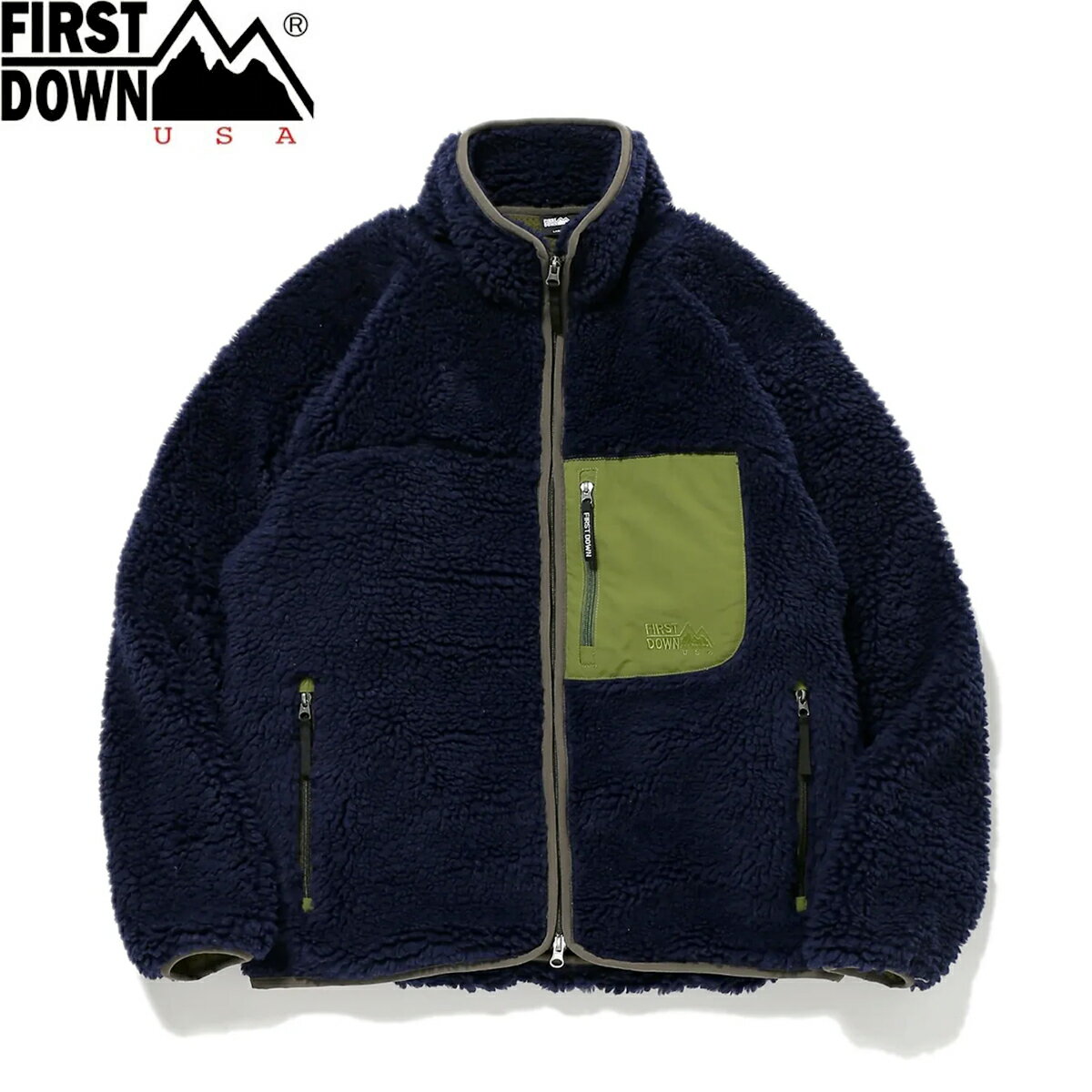 ファーストダウン ボアジャケット メンズ 【プライスダウン】 15時迄のご注文で即日発送可 FIRST DOWN BOA FLEECE JACKET ファーストダウン ボア フリース ジャケット メンズ レディース アウター フリース NAVY ネイビー f542015-75