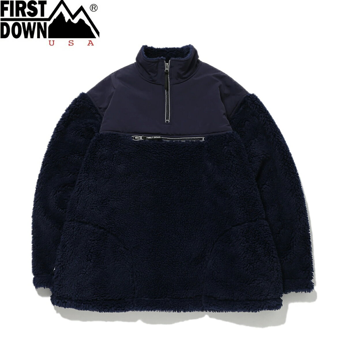 ファーストダウン ボアジャケット メンズ 【プライスダウン】 15時迄のご注文で即日発送可 FIRST DOWN BOA FLEECE ANORAK JACKET ファーストダウン ボア フリース アノラック ジャケット メンズ レディース アウター フリース NAVY ネイビー f542016-75