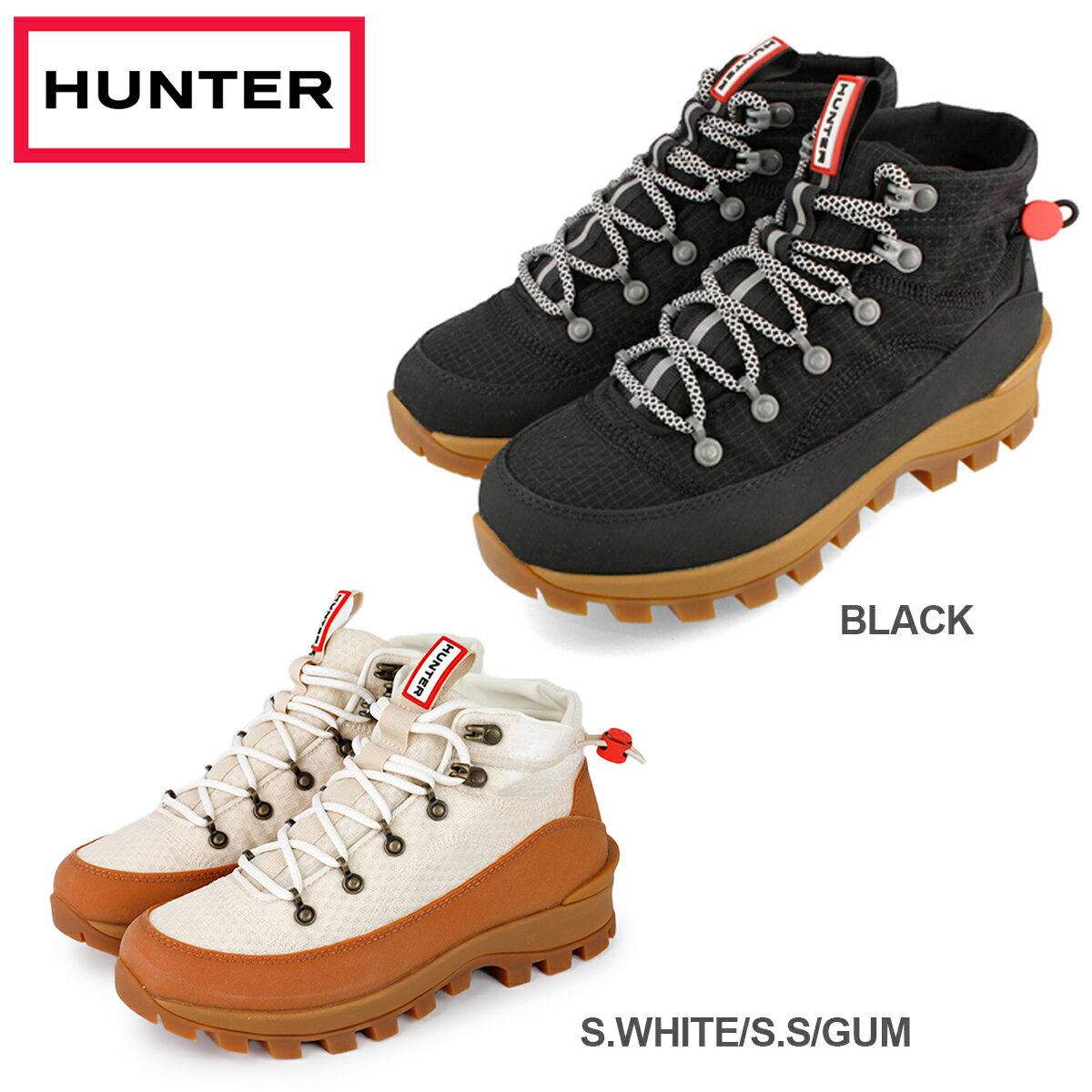  15時迄のご注文で即日発送可 HUNTER WOMENS TRAVEL EXPLORER BOOT ハンター レディース トラベル エクスプローラー ブーツ (BLACK) (SHADED WHITE/SOFT SAND/GUM)