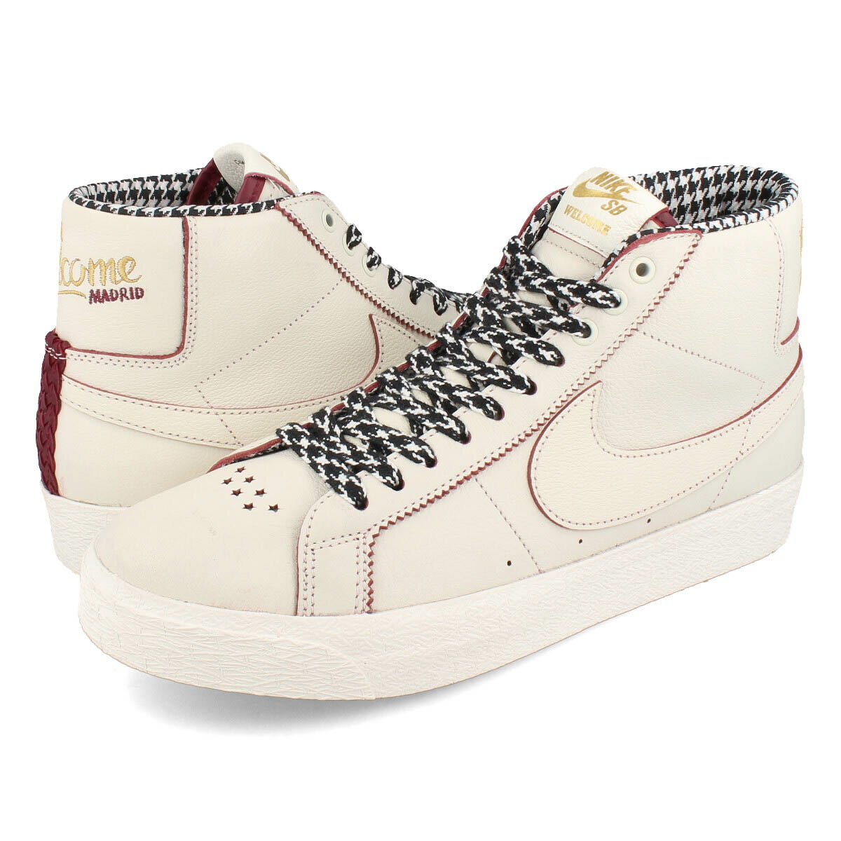 15時迄のご注文で即日発送可 NIKE SB ZOOM BLAZER MID QS x WELCOME SKATEBOARDING MADRID ナイキ SB ズーム ブレザー ミッド QS ウェルカム スケート メンズ スニーカー ミッドカット SAIL/DARK BEETROOT/WHITE ホワイト FQ0795-100