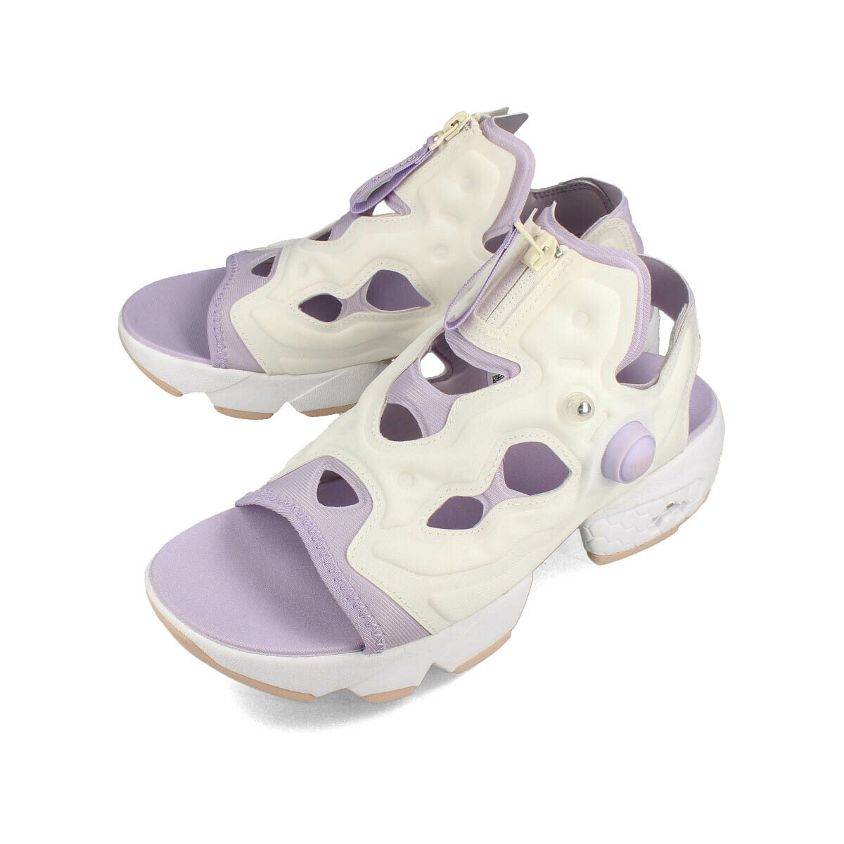 【プライスダウン】 15時迄のご注文で即日発送可 Reebok INSTAPUMP FURY SANDAL ZIP リーボック インスタポンプ フューリー サンダル ジップ レディース CHALK/PURPLE OASIS/SOFT ECRU ベージュ h06198 1