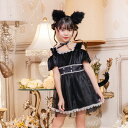 ミミシャノワール キッズ909071 【 最強翌日配送 】 【ハロウィン 衣装 子供 女の子 ジュニア 120 140 小学生 仮装 コスプレ 可愛い 猫 ねこ ネコ 耳 みみ 魔女 キッズ 黒猫 ワンピース ねこみみ 猫耳 カチューシャ 黒】