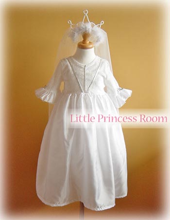 ＜プリンセスウェディング＞ベール&ティアラつき 子供用♪純白の結婚式ドレス
