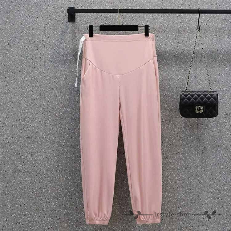 マタニティ レディース クロップド リブ 冷感パンツ 臨月 接触冷感 七分丈 ズボン ...