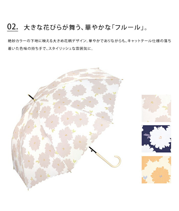 送料無料 Wpc. 雨傘 花柄 長傘 【 傘 レディース おしゃれ ジャンプ 雨 晴雨兼用 雨晴兼用 UV フラワー 大人 兼用 上品 UVカット ブランド wpc 女性 紫外線防止 プレゼント ギフト】母の日
