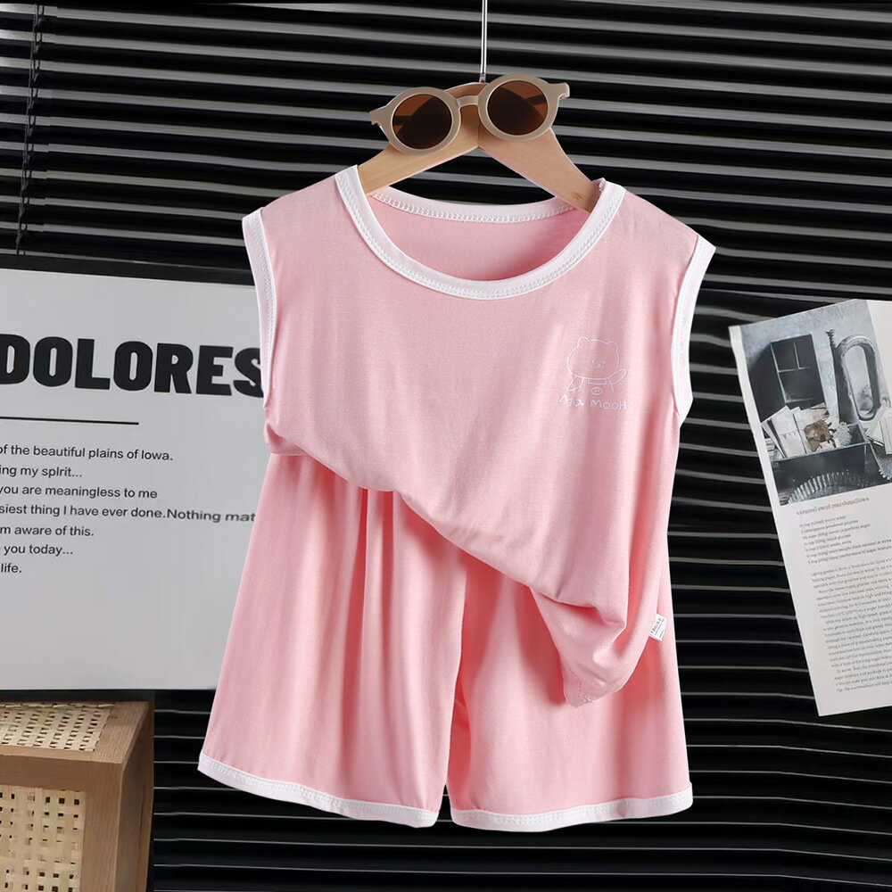 2 点セット サマー新作 男の子夏服・女の子ベストショーツ・モダール製リゾート風女の子服