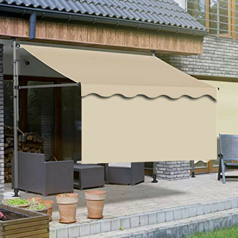 日よけ シェード 前幕付き 幅200cm 幅250cm 幅300cm オーニングテント つっぱり日よけスクリーン 巻き取り式 サンシェード オーニング サンシェード 日除け UVカット 目隠し 角度、高さの調節が可能