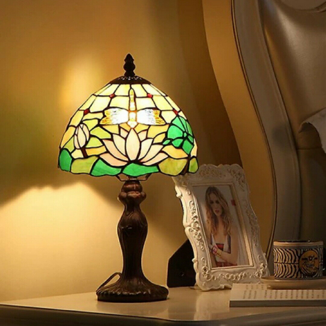 ステンドグラスランプ 卓上スタンド 豪華テーブルランプ 卓上照明 花柄